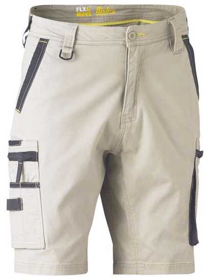 Bisley, FLX & MOVE Stretch Utility Zip Short (Pair) - Stone - Size: 92