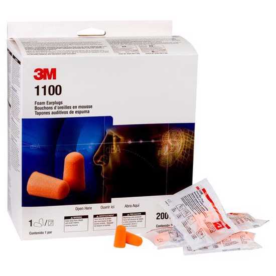 3M 1100 Uncorded Foam Earplugs - Class 3-One Size Fits Most-200-Box