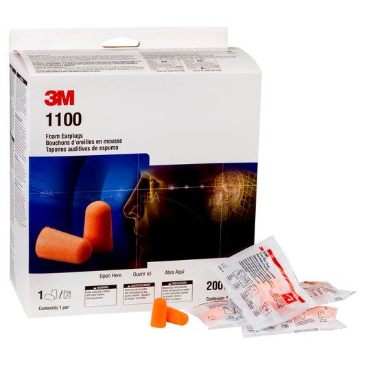 3M 1100 Uncorded Foam Earplugs - Class 3 One Size Fits Most 200 (Box)