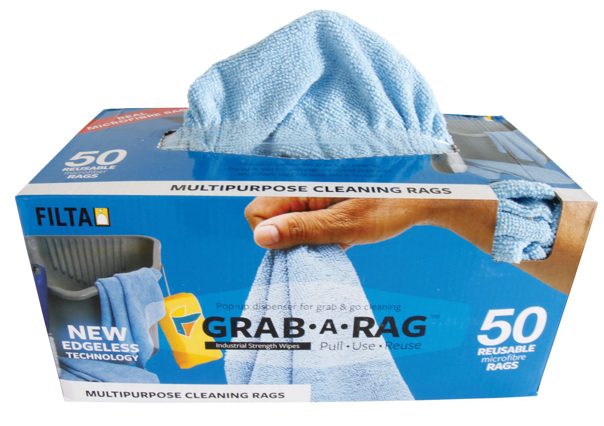 Filta Grab-A-Rag Microfibre Cleaning Cloth Blue 300mm x 300mm 50 Cloths