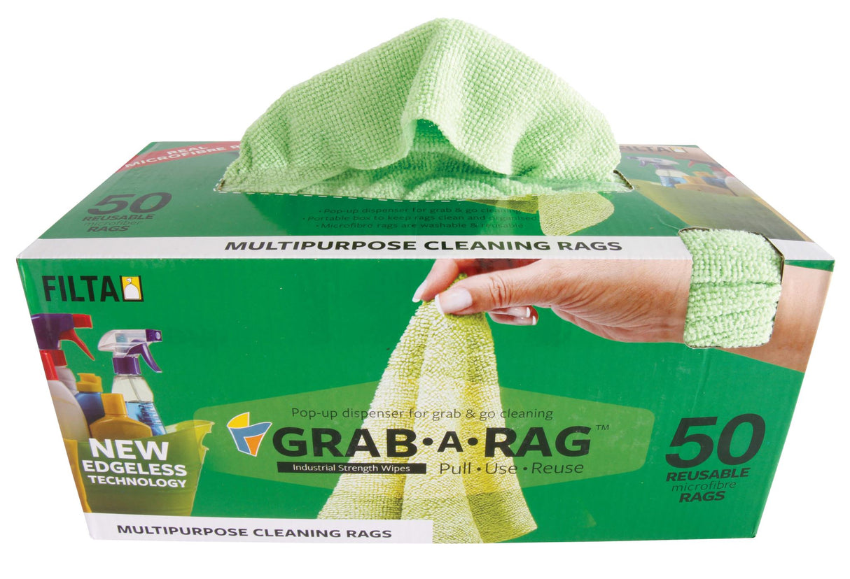 Filta Grab-A-Rag Microfibre Cleaning Cloth Green 300mm x 300mm 50 Cloths