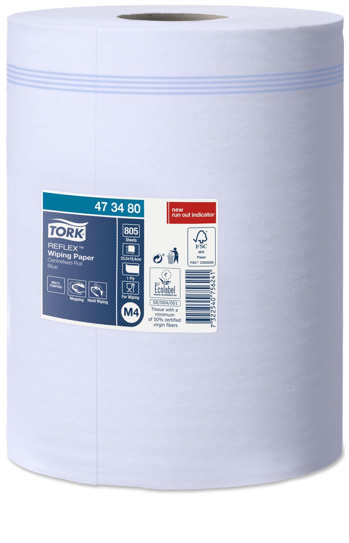 Tork M4 Reflex Multipurpose Wiping Paper Blue 270m 6 Rolls
