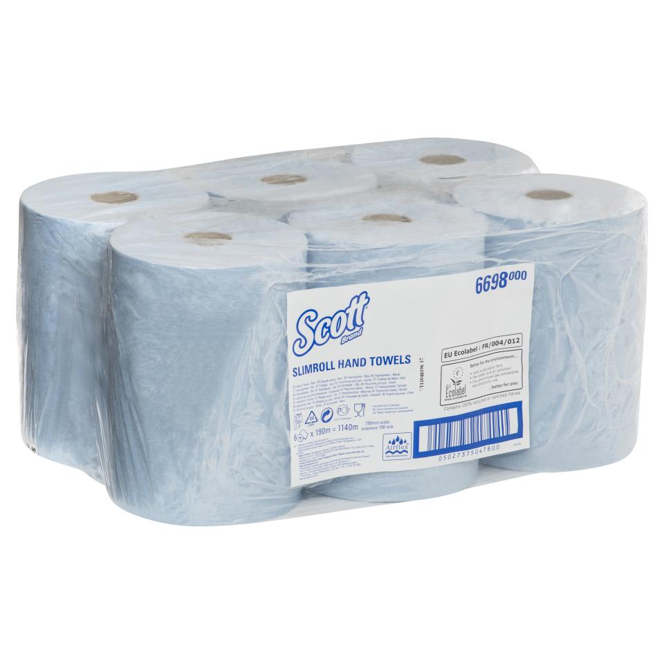 Scott 1ply Slimroll Paper Towel Blue 176m per roll (Case of 6 Rolls)