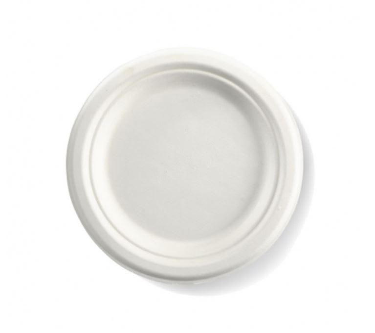 BioPak Plant Fibre White Round Plate 18cm (7") 125 (Pack)