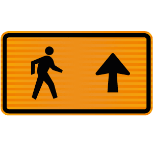Pedestrian Sign | Straight Ahead, Right or Left W900mm x H450mm (Single Sided)