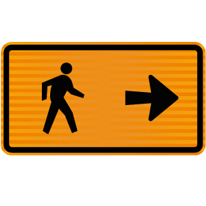 Pedestrian Sign | Follow Arrow, Right or Left W900mm x H450mm (Single Sided)