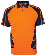 JB's Wear, Day short Sleeve Polo - Orange/Navy (Size: M)
