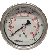 Pressure Gauge 63mm R/E Stainless Steel 0-1000 kPa (Each)