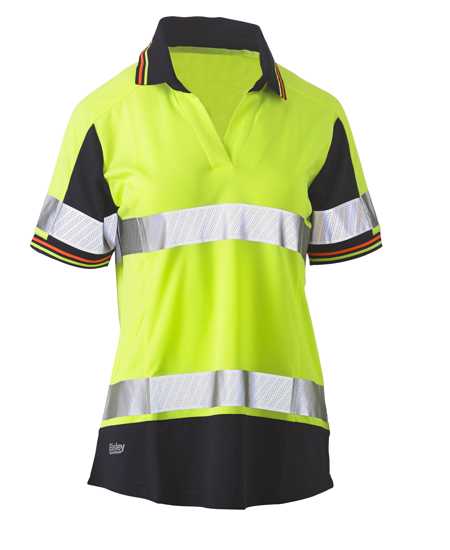 Bisley, Women's Hi Vis Short Sleeve V-Neck Polo (Each) -  - Size: 16