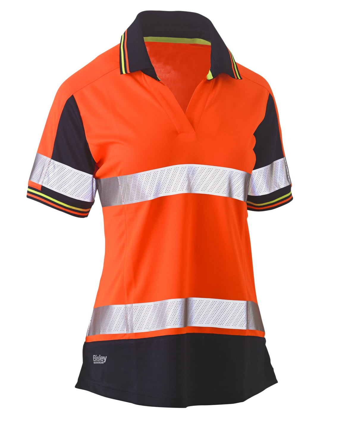 Bisley, Women's Hi Vis Short Sleeve V-Neck Polo (Each) -  - Size: 18
