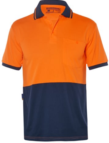 Workhorse, Hi Vis Micromesh Polo, MSH103 - Orange/Navy - 3XL