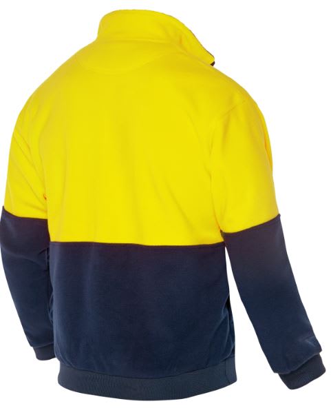 Workhorse, Hi Vis Fleece Pullover, MFL006 - Yellow/Navy - XL