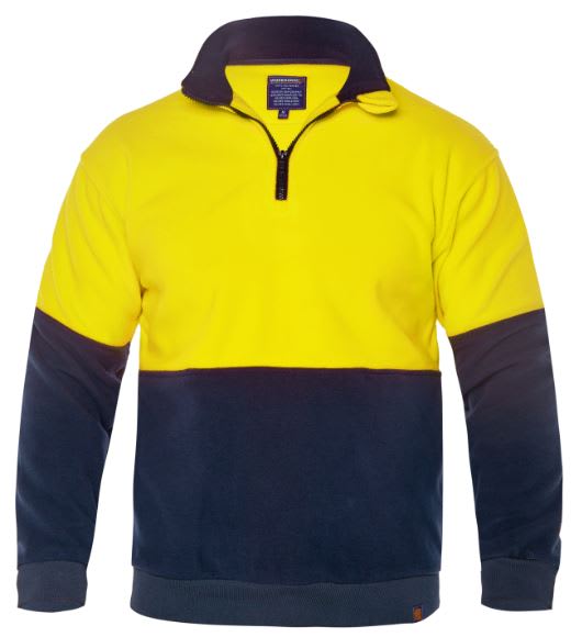 Workhorse, Hi Vis Fleece Pullover, MFL006 - Yellow/Navy - 4XL
