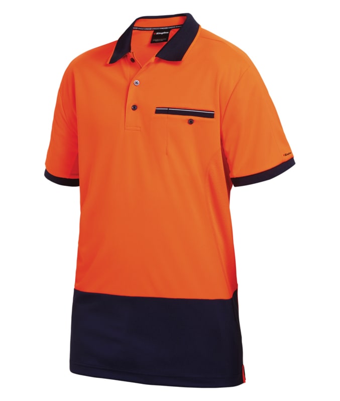 KingGee, Hi Vis Hyperfreeze Polo, K54845 - Orange/Navy - 3XL