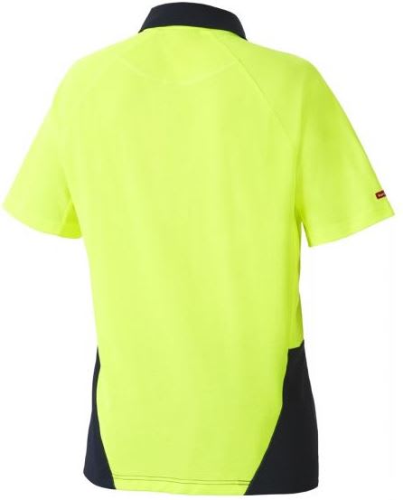 Hard Yakka, Hi Vis Koolgear Polo, Y11396 - Fluro Yel/Navy - L