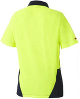 Hard Yakka, Hi Vis Koolgear Polo, Y11396 - Fluro Yel/Navy - XL