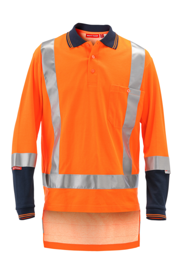 Hard Yakka, TTMC-W17 Koolgear Polo, NSP2HV  - Orange / Navy - Size: 4XL