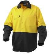 KingGee, Hi Vis Cotton Ripstop Shirt, K54870 - Orange/Navy (Size: L)