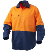 KingGee, Hi Vis Cotton Ripstop Shirt, K54870 - Orange/Navy (Size: 4XL)