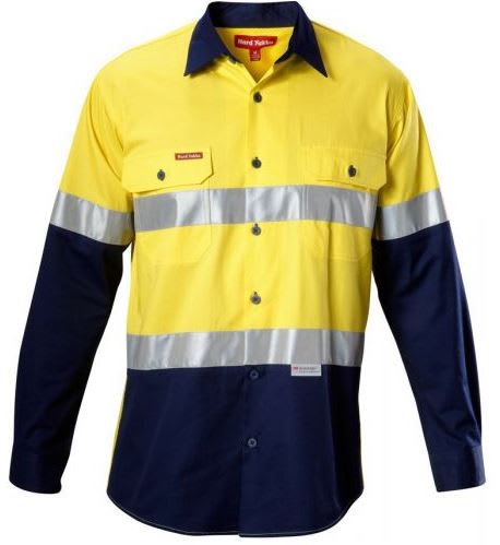 Hard Yakka, Hi Vis Koolgear Shirt, Y07978 - Yellow/Navy (Size: XL)