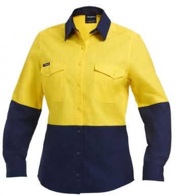 KingGee, Women's Hi Vis Ripstop Shirt, K44543 (Each) - Size: 8 - Yellow