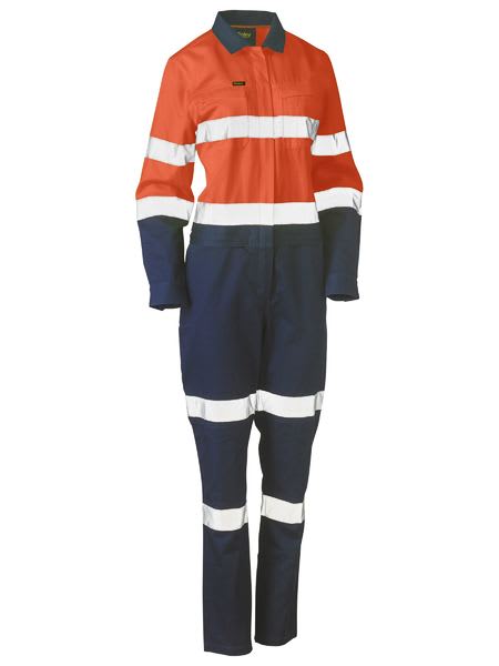 Bisley, Women's Hi Vis Cotton Overall, BCL6066T (Pair) - Size: 14 - Orange
