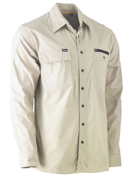 Bisley, FLX & MOVE Utility Shirt, BS6144 (Each) - Stone - Size: M