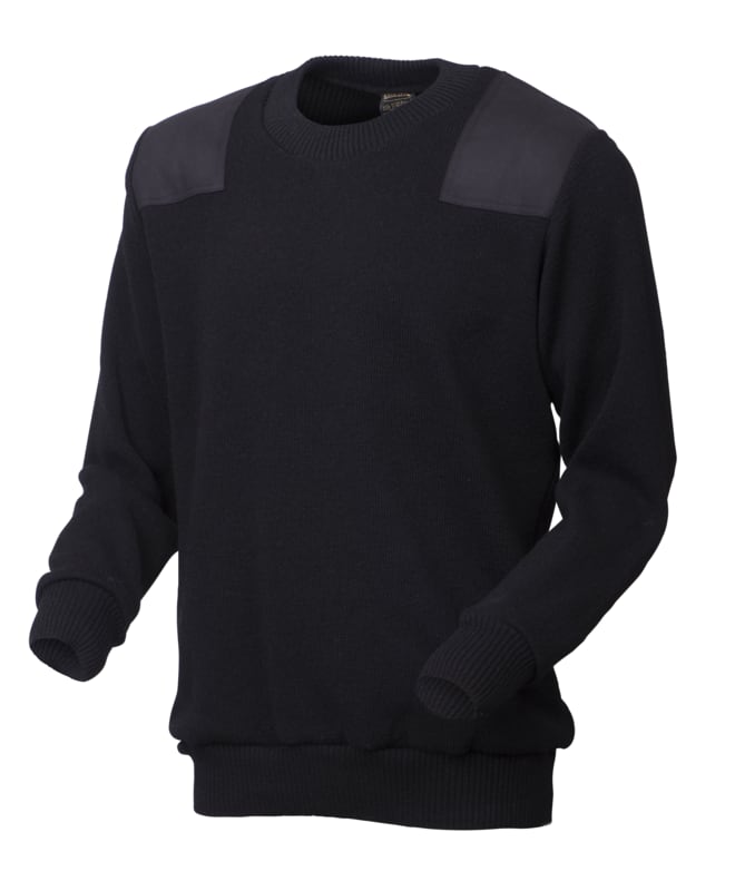Timbo, Wool Blend Classic Crew Neck Jersey, BJ4 - Black (Size: 3XL)