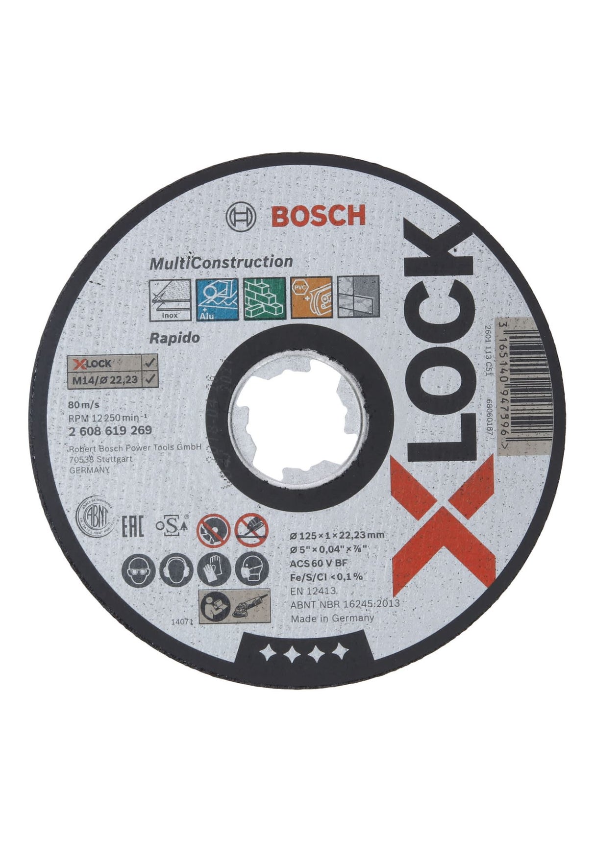 125 x 1 x 22mm Cut Off Disc Multi Material X-Lock (Each)