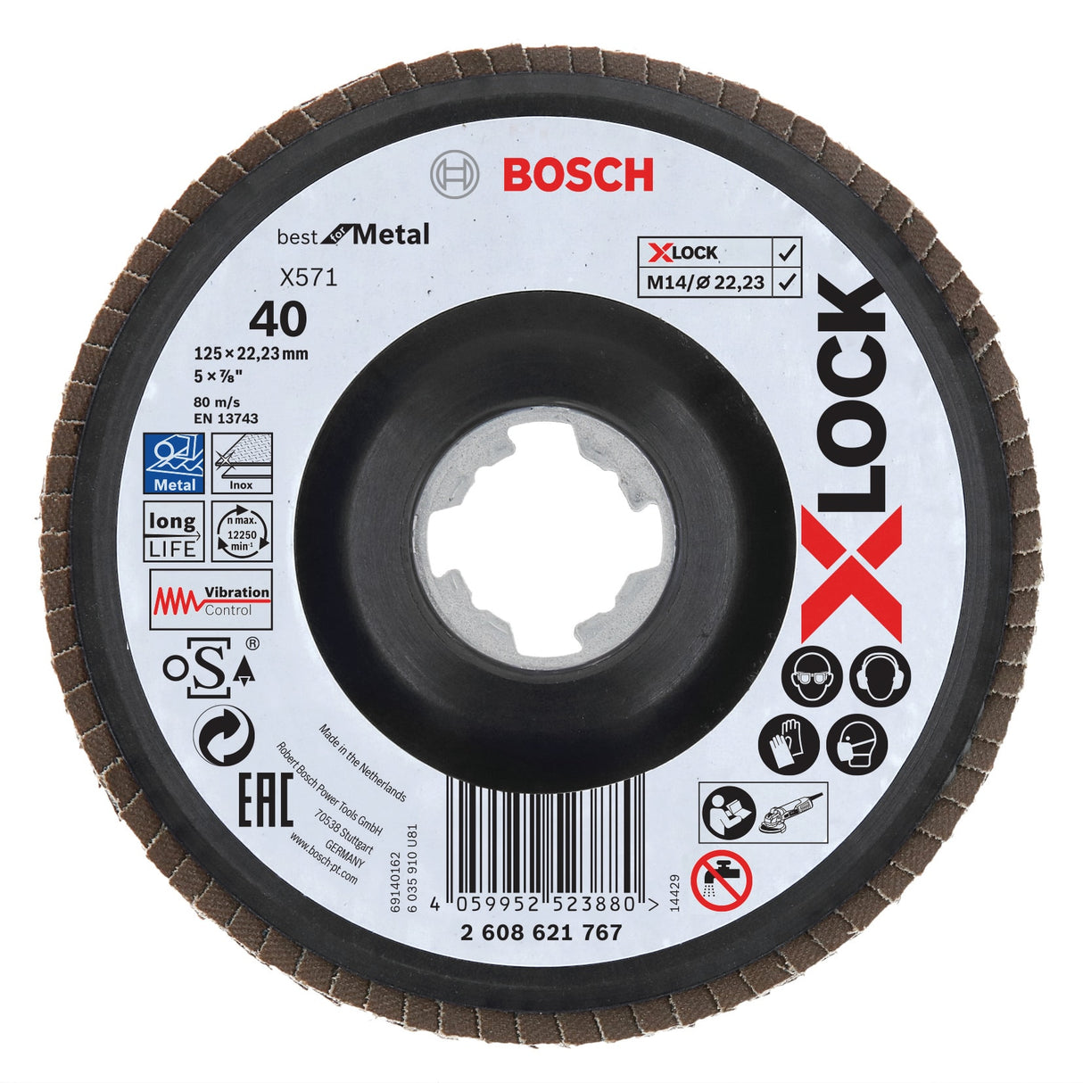 125mm 40g Flap Disc Zirconia Angled Bosch X-Lock (Each)