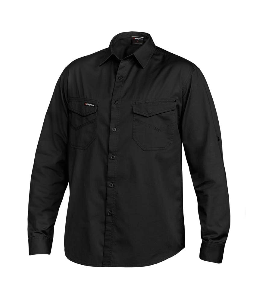 KingGee, Tradies Shirt, K14350 (Each) - Black - Size: 4XL