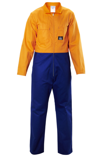 Hard Yakka, Hi Vis Zip Overall, N1128 (Pair) - Blue/Orange - Size: 7