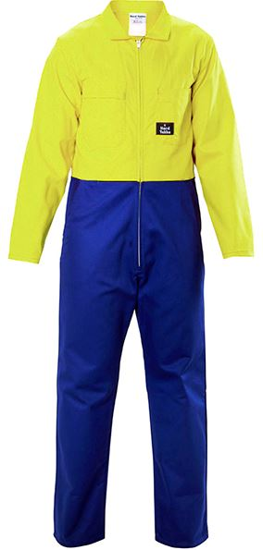 Hard Yakka, Hi Vis Zip Overall, N1128 (Pair) - Blue/Yellow - Size: 14