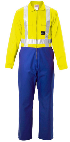 Hard Yakka, Hi Vis Zip Overall, NOZ2HV (Pair) - Blue/Yellow - Size: 6