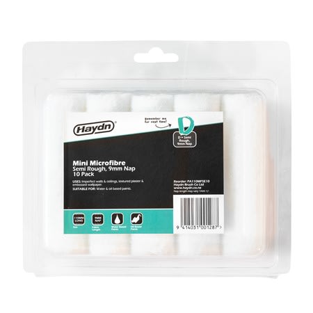 Haydn Mini Microfibre Semi Rough Nap Sleeve 10Pk - 110mm x 9mm - 10 Pack