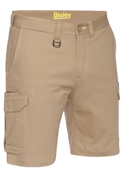 Bisley, Stretch Cotton Cargo Short, BSHC1008 (Pair) - Khaki - Size: 97