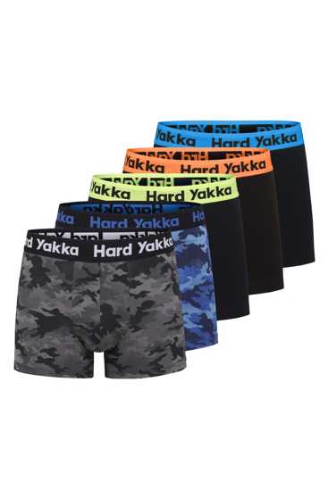 Hard Yakka, Cotton Trunks (Pack of 5), Y26578 (Packet) - Black/Camo - Size: 3XL