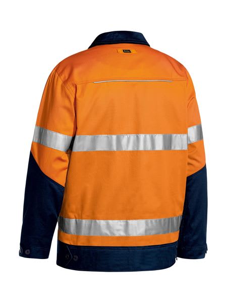Bisley, Hi Vis Cotton Drill Jacket, BJ6917T - Orange/Navy (Size: 4XL)