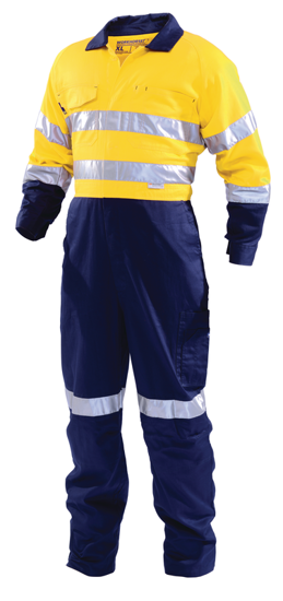 Workhorse, Hi Vis Lightweight Zip Overall,  - Yellow/Navy