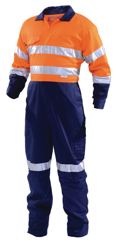 Workhorse, Hi Vis Lightweight Zip Overall, MOV057 - Fluro Ora/Navy - 10