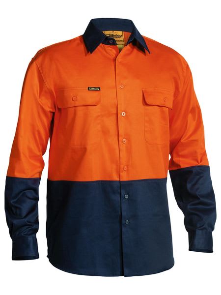 Bisley, Hi Vis Long Sleeve Shirt, BS6267 - Orange/Navy (Size: M)