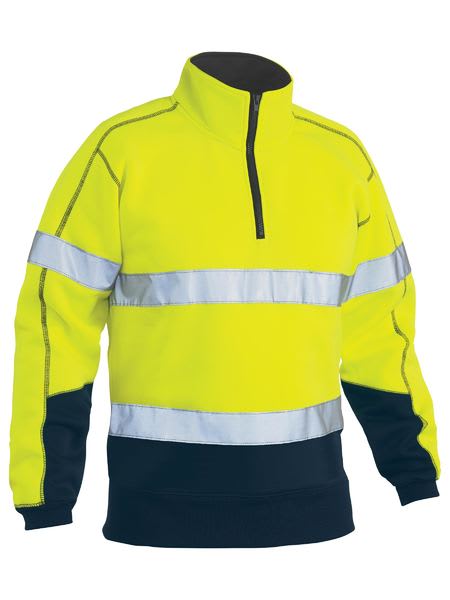 Bisley, Hi Vis Zip Fleece Pullover, BK6989T - Yellow/Navy (Size: 5XL)