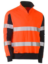 Bisley, Hi Vis Zip Fleece Pullover, BK6817T - Orange/Navy (Size: SM)