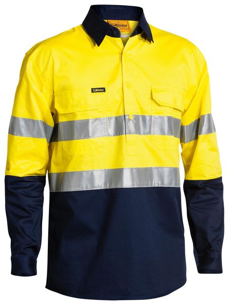 Bisley, Hi Vis Closed Front Shirt, BSC6896 - Yellow/Navy (Size: 4XL)