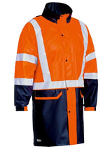 Bisley, Hi Vis Stretch PU Rain Coat, BJ6935HT - Orange/Navy - 2XL