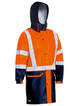 Bisley, Hi Vis Stretch PU Rain Coat, BJ6935HT - Orange/Navy - 2XL