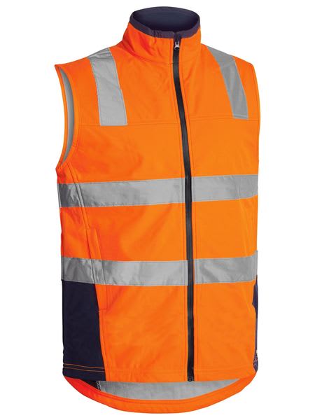 Bisley, Hi Vis Soft Shell Vest, BV0348T - Fluro Ora/Navy (Size: 6XL)