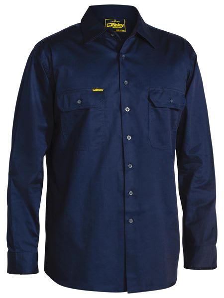 Bisley Lightweight Long Sleeve Shirt BS6893 - Navy (Size: S)
