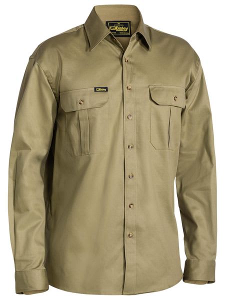 Bisley, Original Long Sleeve Shirt, BS6433 - Khaki (Size: 4XL)