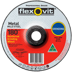 Flexovit Type 27 Grinding Wheel 30 Grit 180x6.8x22.23mm Pack of 25 (Pack)